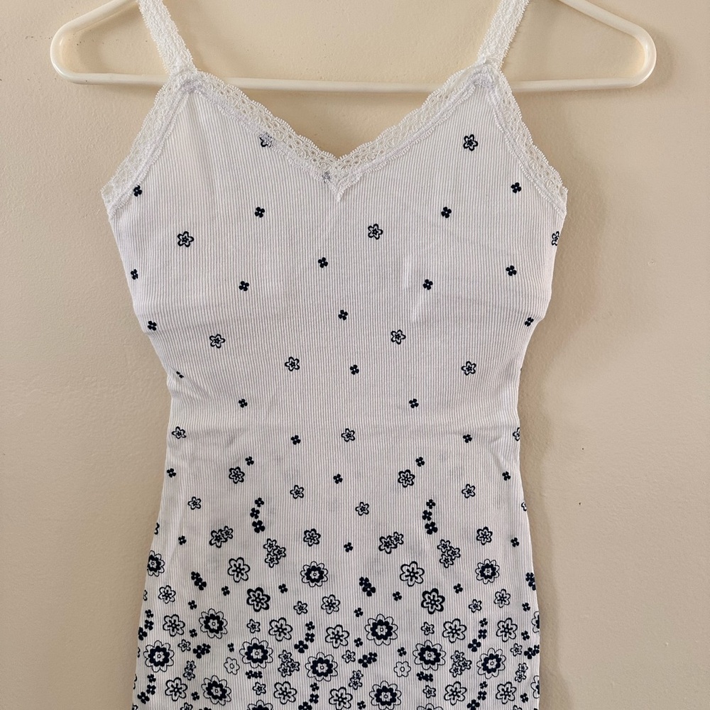 White Floral Lace Trim Tank Top from old navy